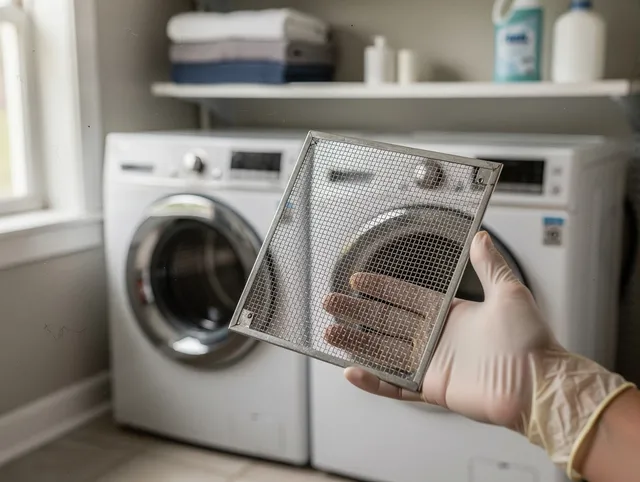 East Whittier Dryer Vent Cleaning specialist performing detailed lint trap cleaning service in East Whittier