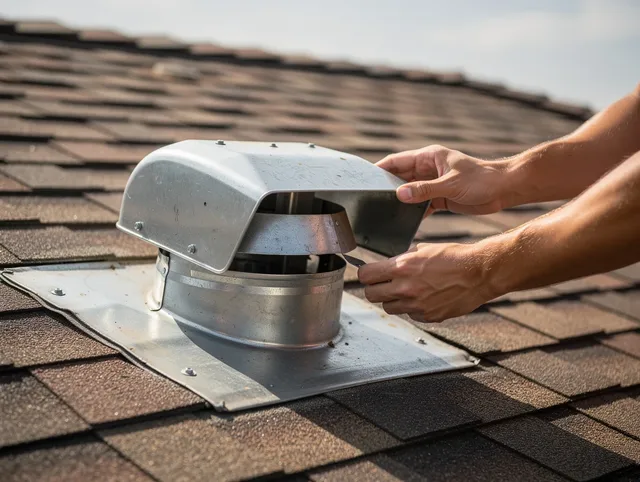 East Whittier Dryer Vent Cleaning certified technician safely cleaning a roof-mounted dryer vent in East Whittier
