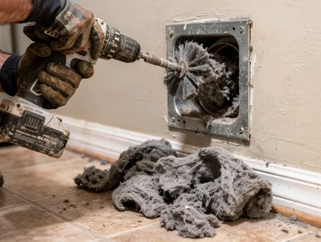Certified East Whittier Dryer Vent Cleaning technician performing dryer vent cleaning in East Whittier